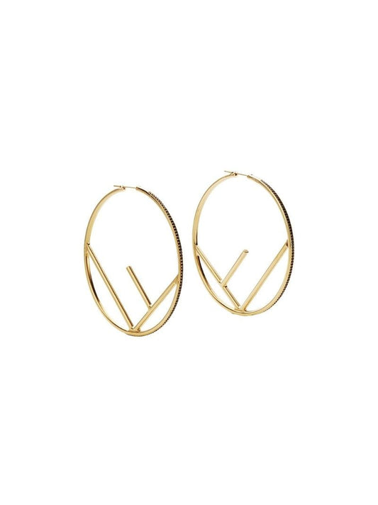 Gold Tone F Is Fendi Hoop Earrings
