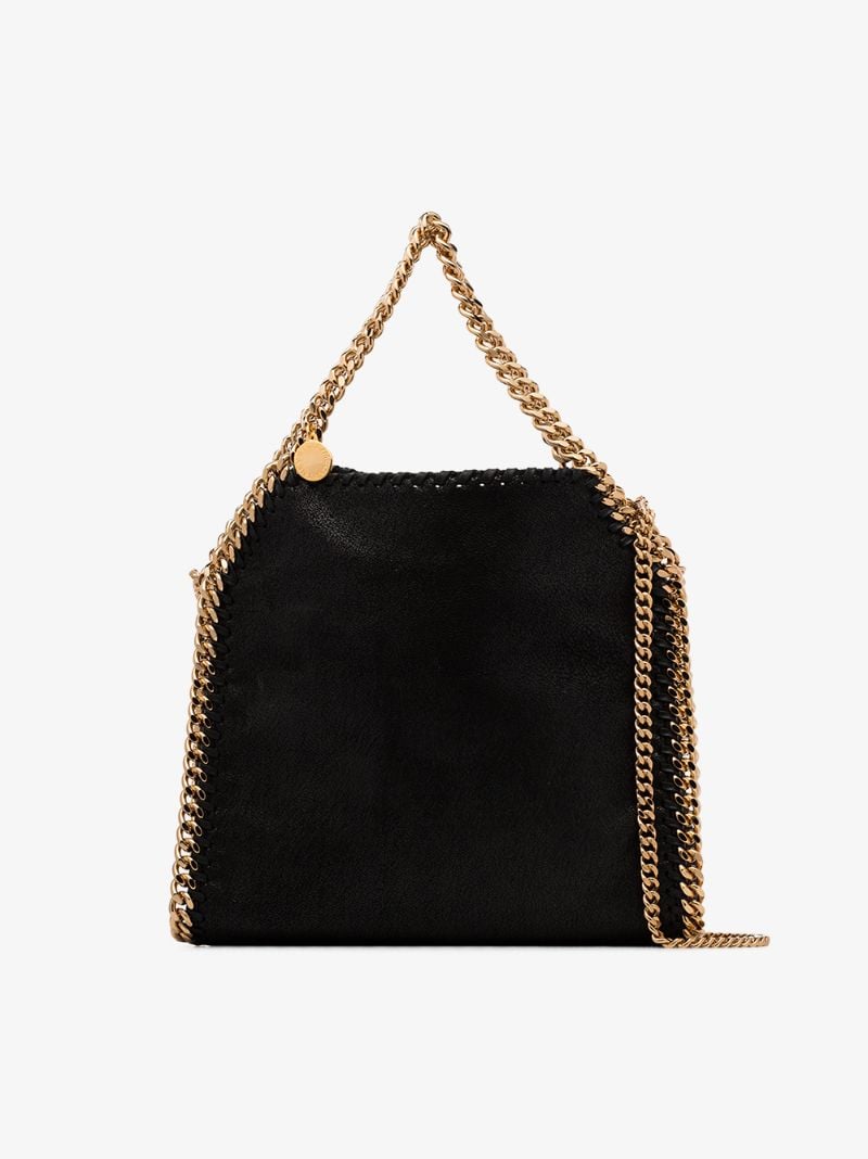 Black Falabella Mini Faux Leather Tote Bag