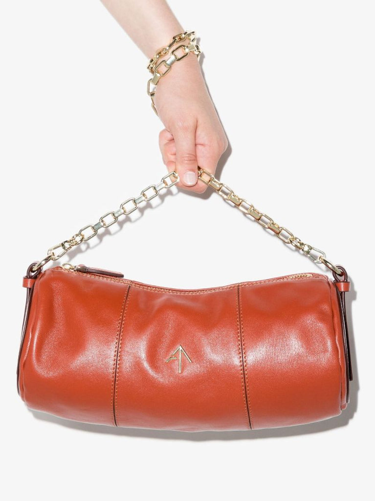 Red Mini Cylinder Leather Shoulder Bag