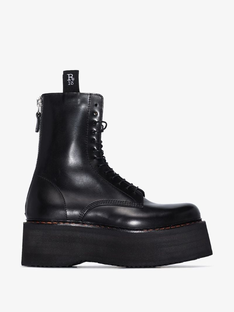 Black Double Stack 60 Leather Boots