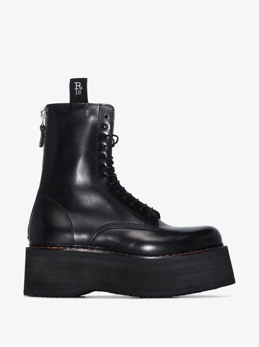 Black Double Stack 60 Leather Boots