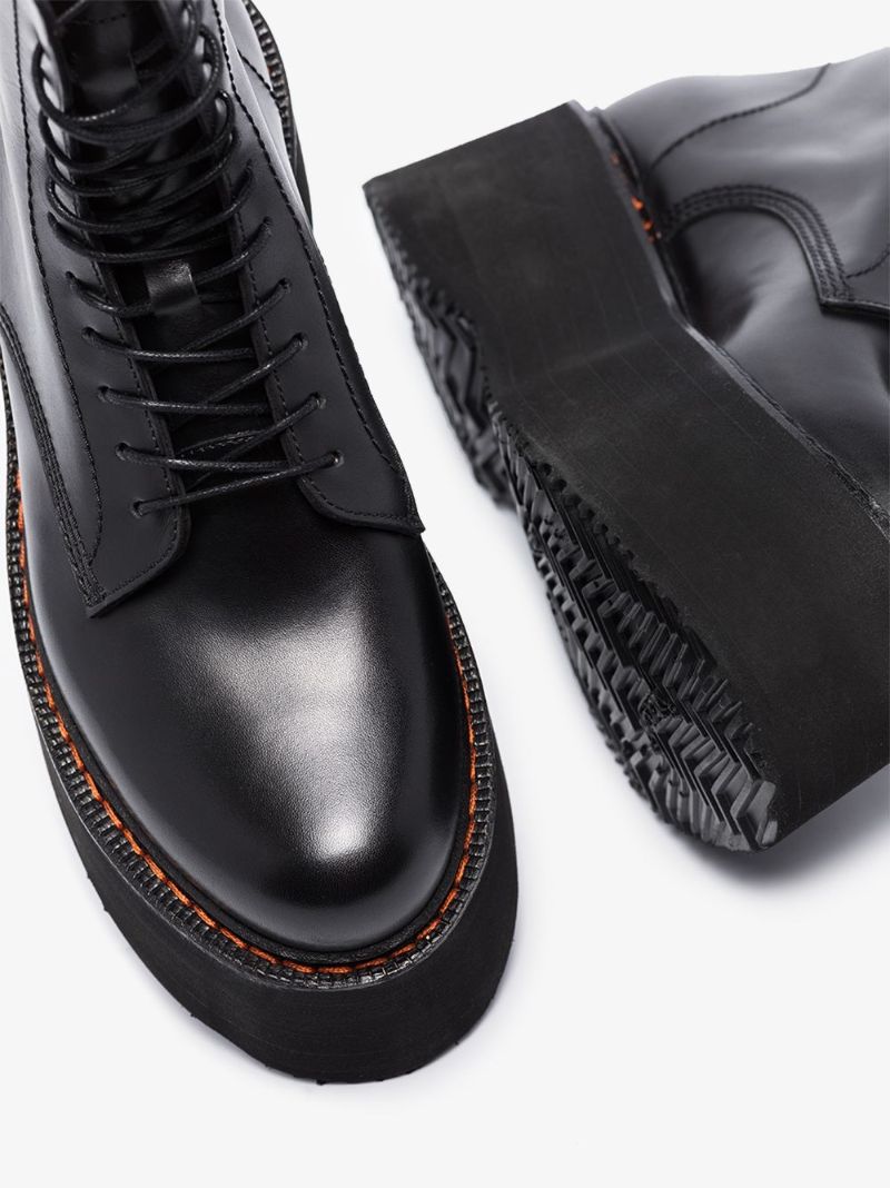 Black Double Stack 60 Leather Boots