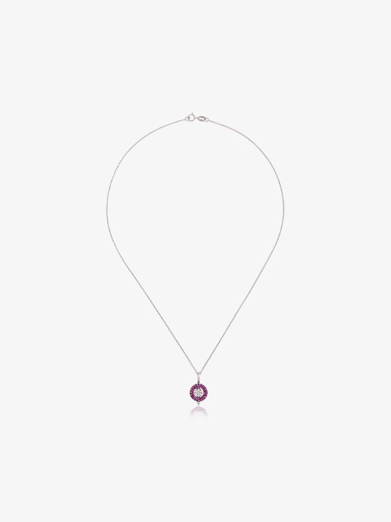 18k White Gold Mini Reverso Sapphire Pendant Necklace