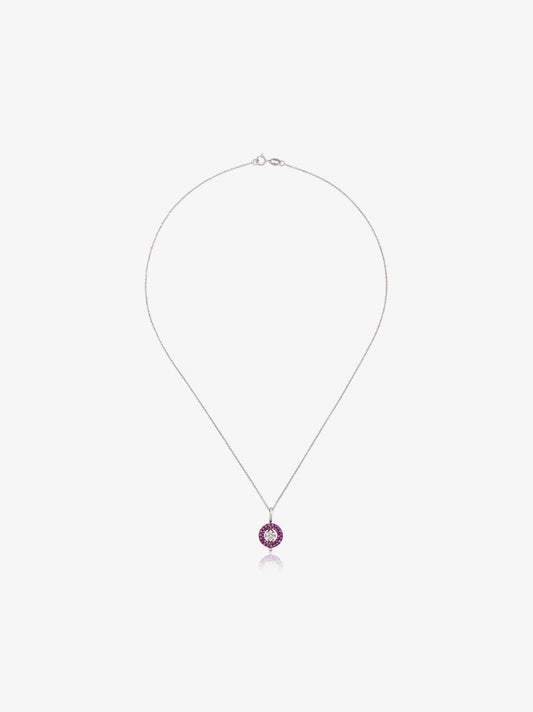 18k White Gold Mini Reverso Sapphire Pendant Necklace