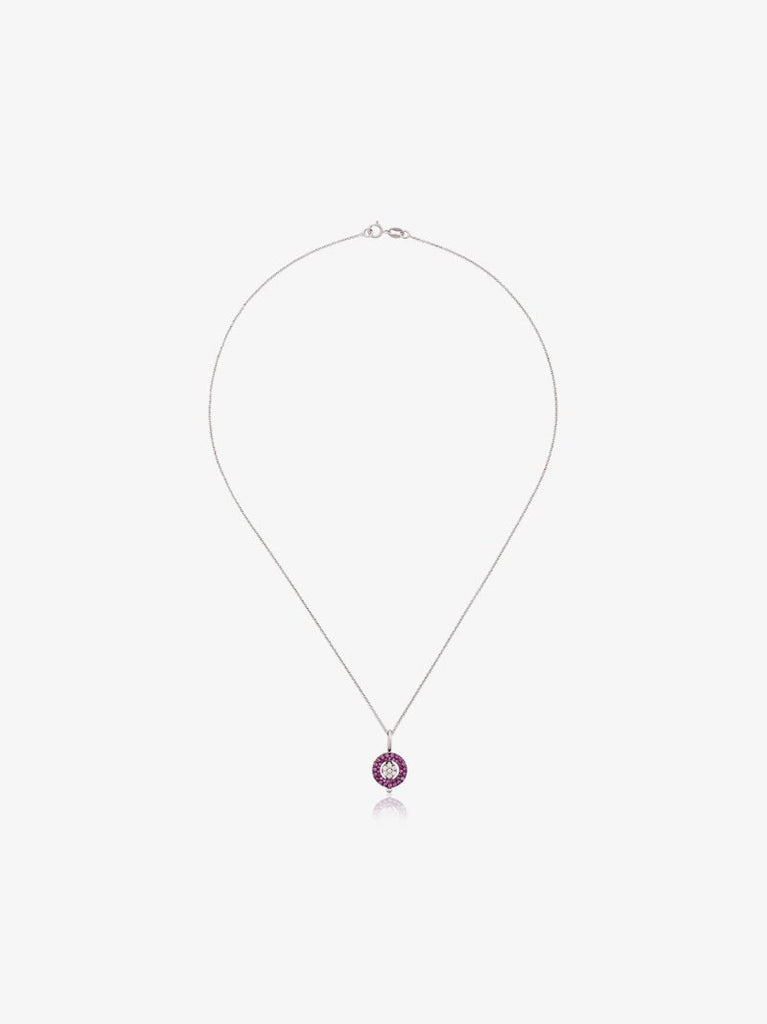18k White Gold Mini Reverso Sapphire Pendant Necklace