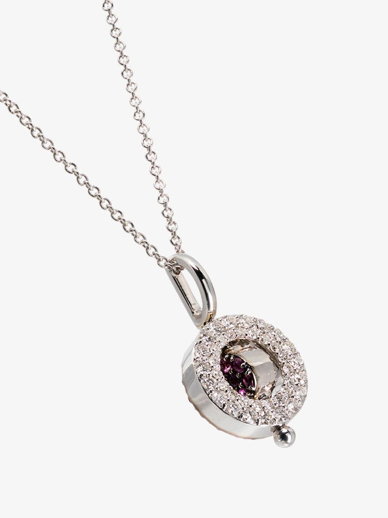 18k White Gold Mini Reverso Sapphire Pendant Necklace