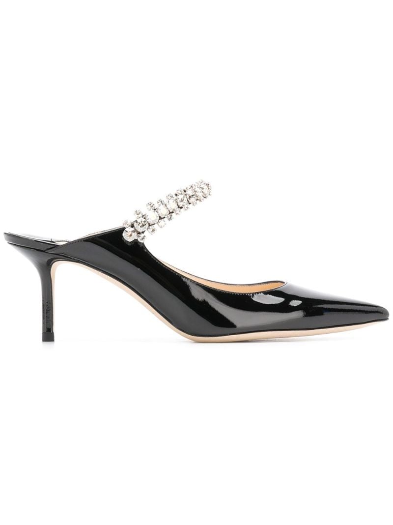 Black Bing 65 Embellished Patent Leather Mules