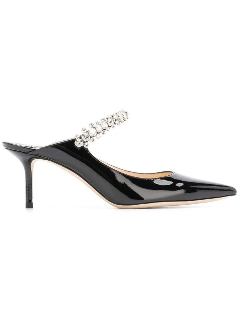 Black Bing 65 Embellished Patent Leather Mules