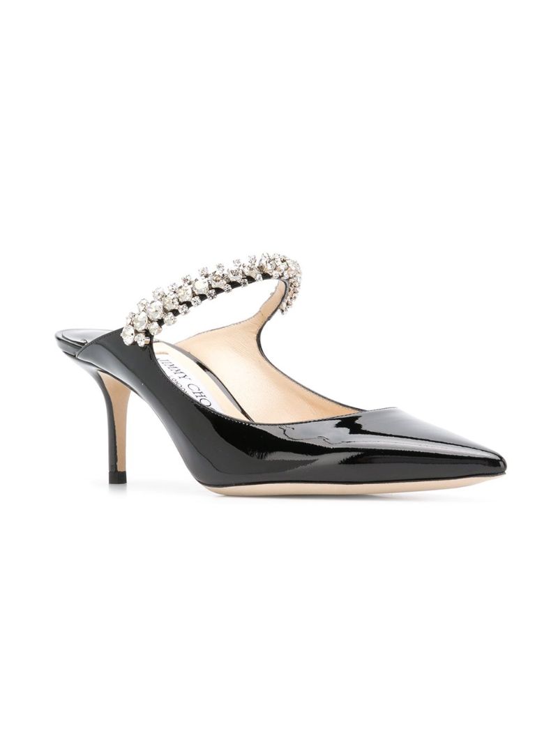 Black Bing 65 Embellished Patent Leather Mules