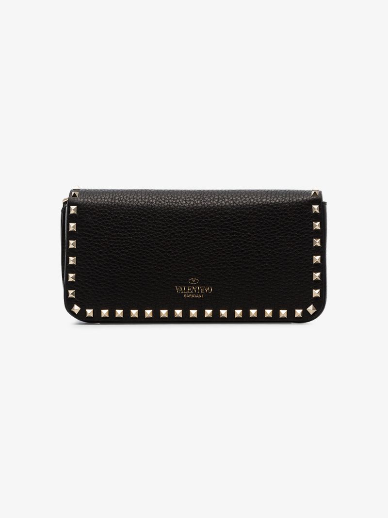 Garavani Black Rockstud Leather Clutch Bag