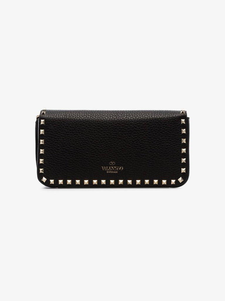 Garavani Black Rockstud Leather Clutch Bag