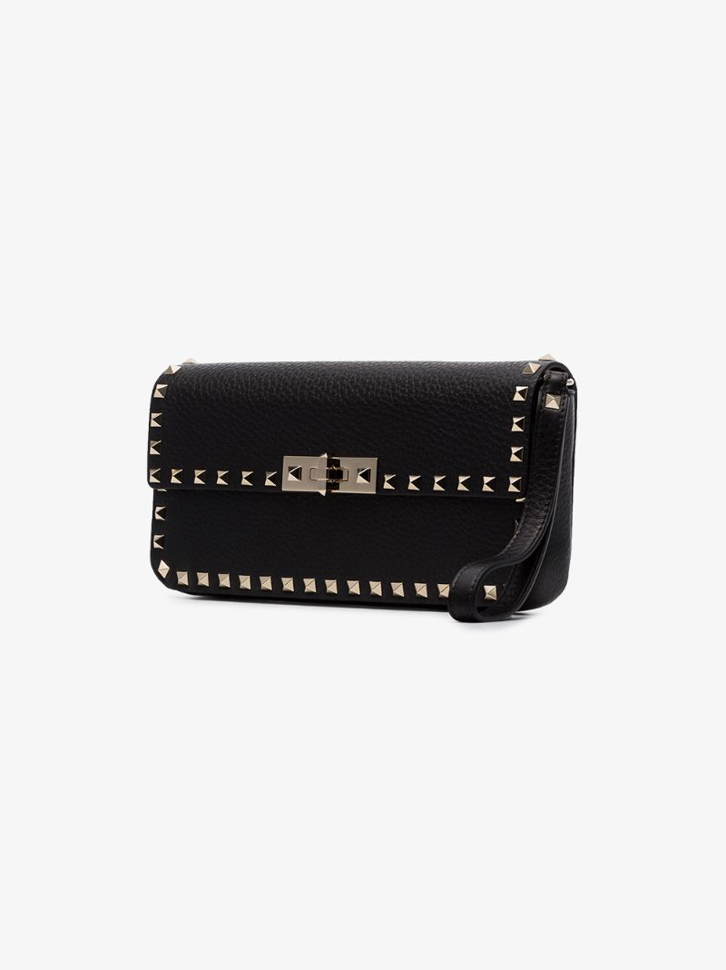 Garavani Black Rockstud Leather Clutch Bag