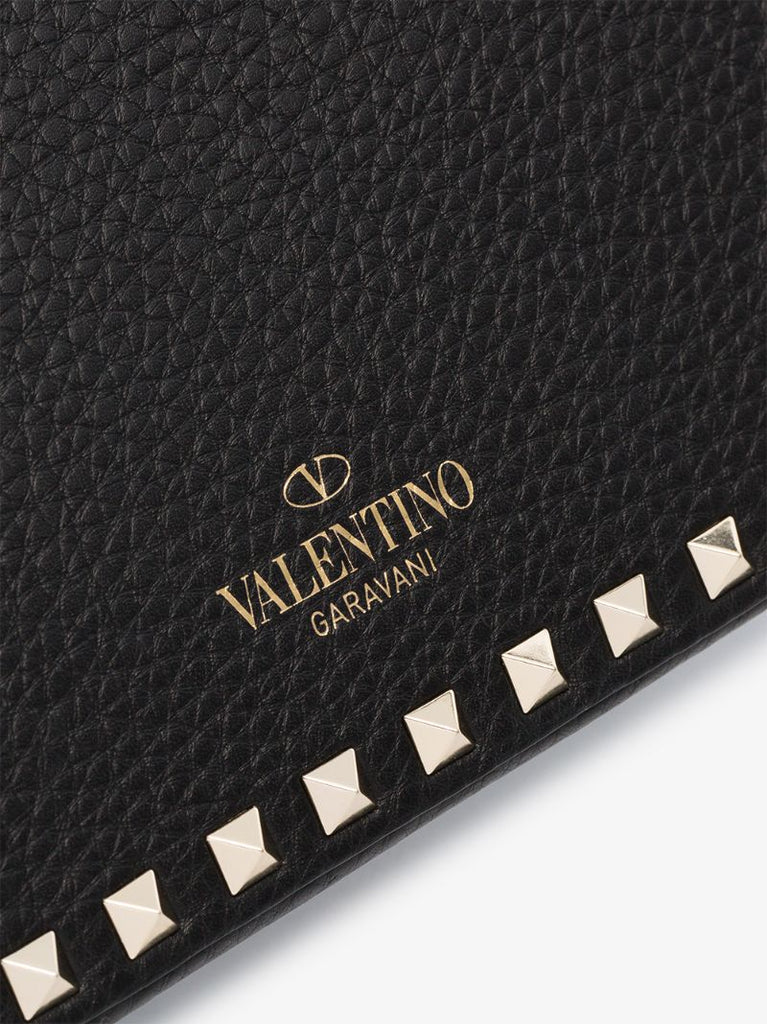 Garavani Black Rockstud Leather Clutch Bag