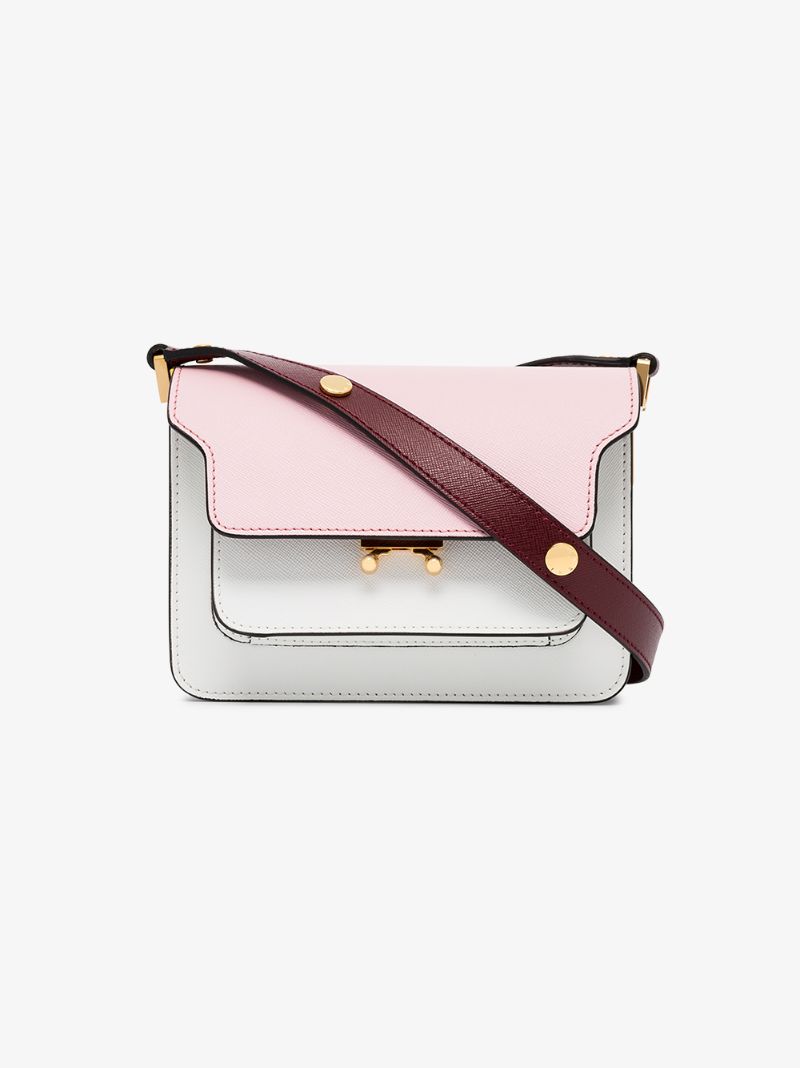 Pink, White and Red Trunk Bicolour Small Leather Shoulder Bag