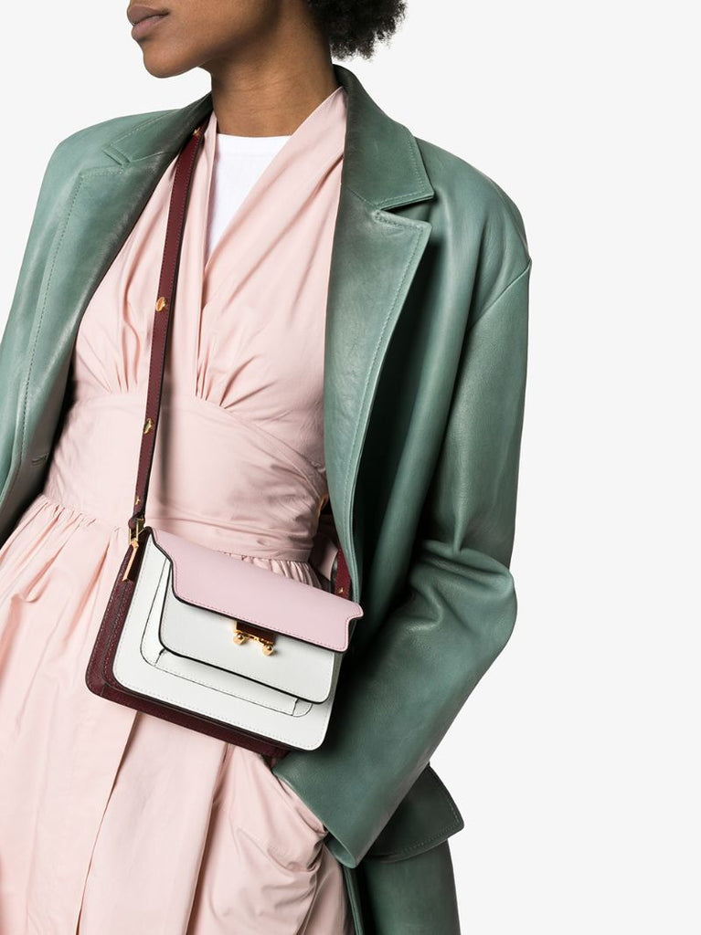 Pink, White and Red Trunk Bicolour Small Leather Shoulder Bag