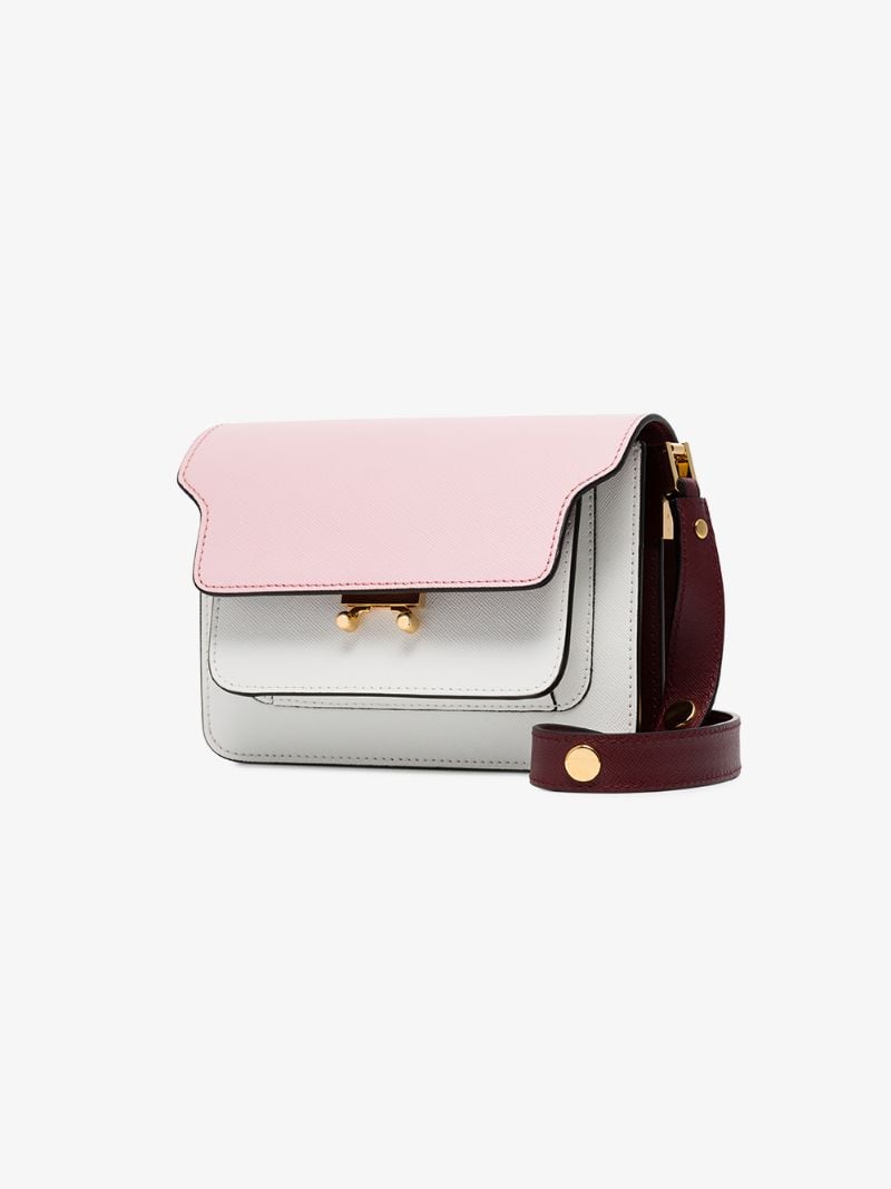 Pink, White and Red Trunk Bicolour Small Leather Shoulder Bag