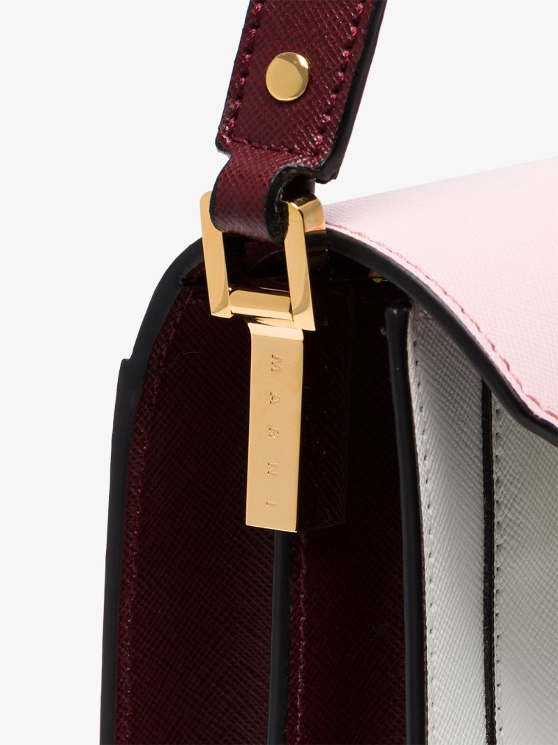 Pink, White and Red Trunk Bicolour Small Leather Shoulder Bag