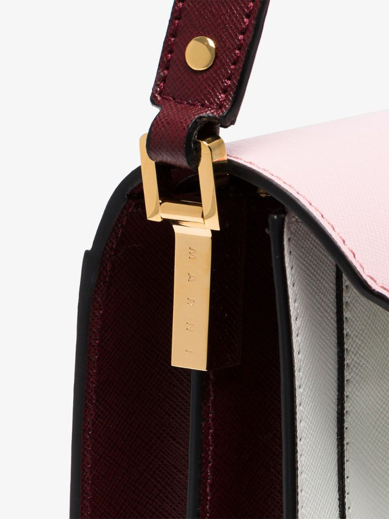 Pink, White and Red Trunk Bicolour Small Leather Shoulder Bag