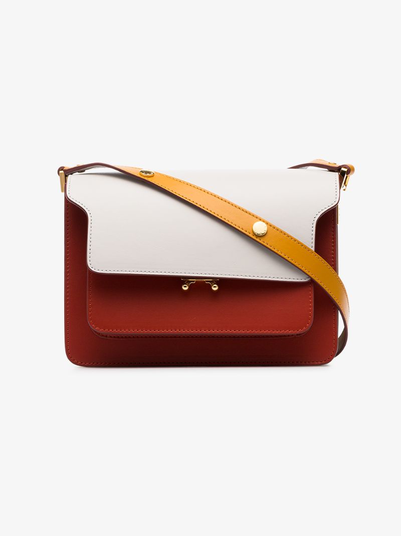 White, Yellow and Red Trunk Small Leather Shoulder Bag