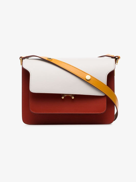 White, Yellow and Red Trunk Small Leather Shoulder Bag