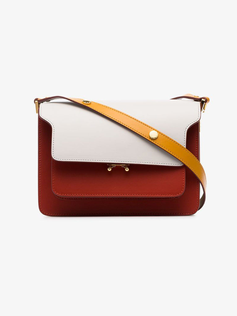 White, Yellow and Red Trunk Small Leather Shoulder Bag