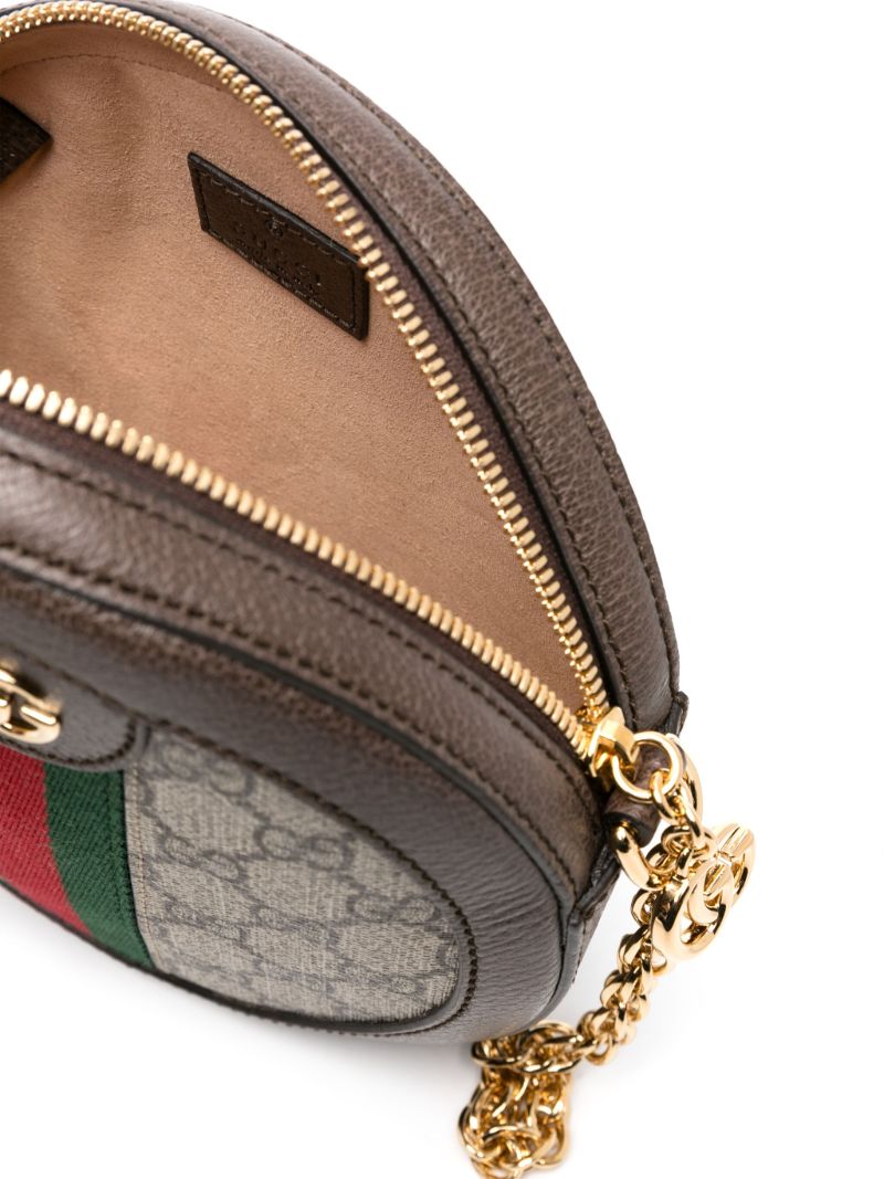 Neutral Ophidia Mini Gg Supreme Round Shoulder Bag