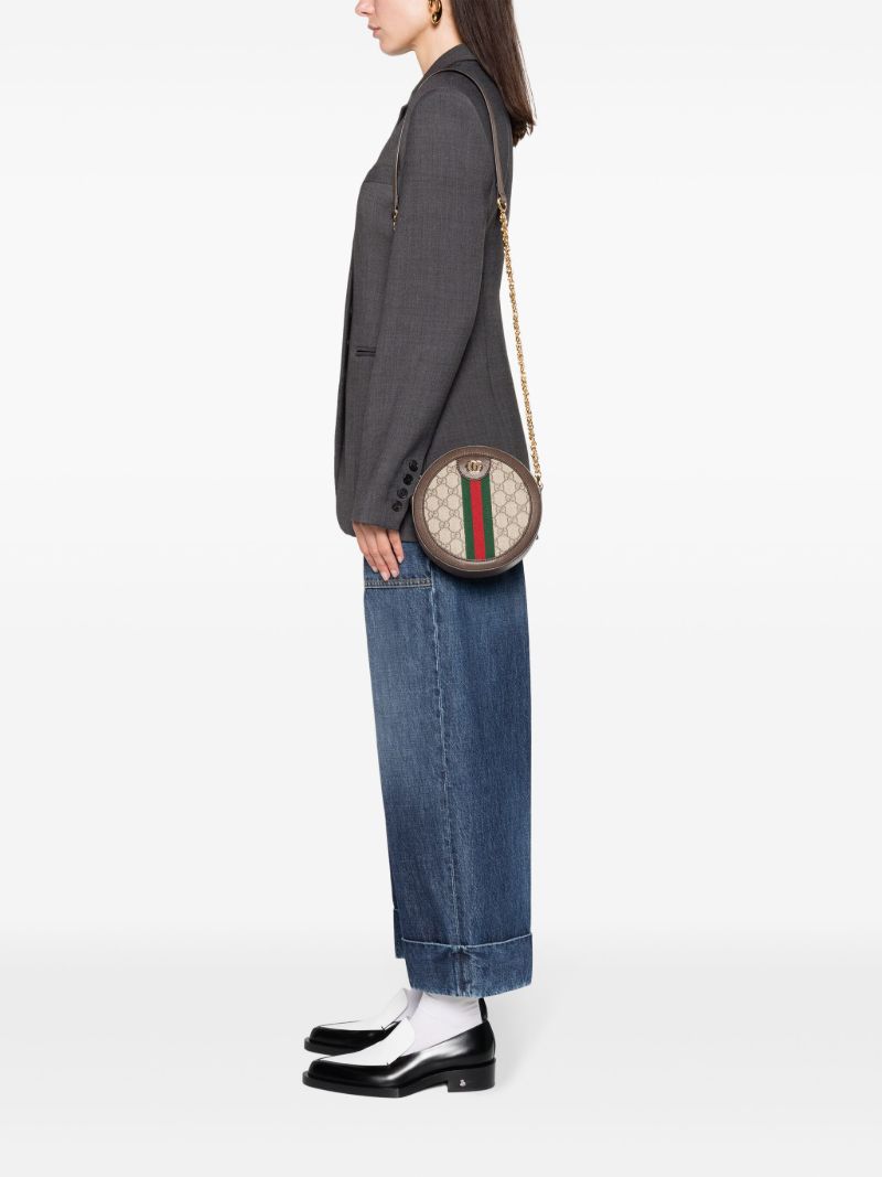 Neutral Ophidia Mini Gg Supreme Round Shoulder Bag