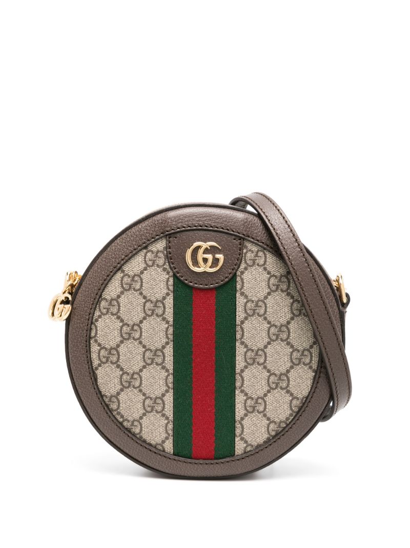 Neutral Ophidia Mini Gg Supreme Round Shoulder Bag