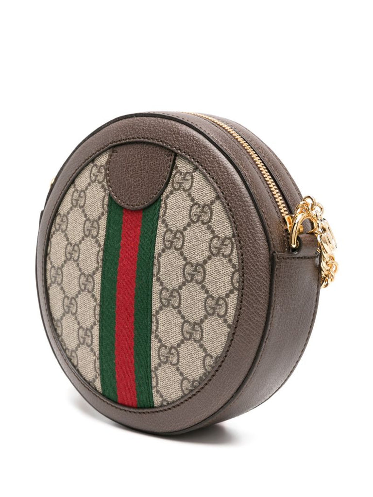 Neutral Ophidia Mini Gg Supreme Round Shoulder Bag