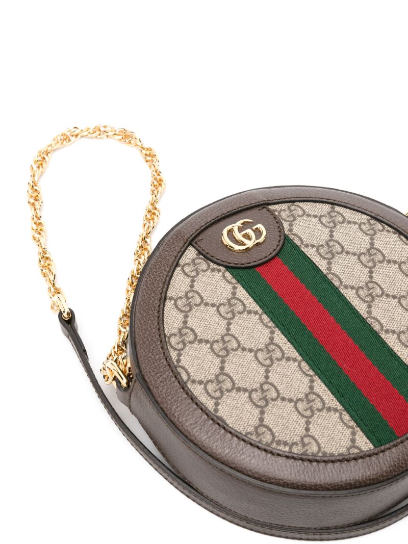 Neutral Ophidia Mini Gg Supreme Round Shoulder Bag