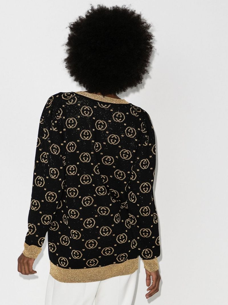 Gg Jacquard LamÃ_x0083_Â© Wool Cardigan