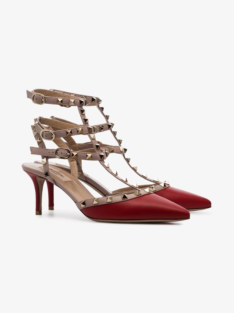Red Rockstud 65 Caged Pumps