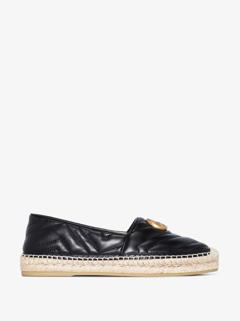 Black Pilar Leather Espadrilles