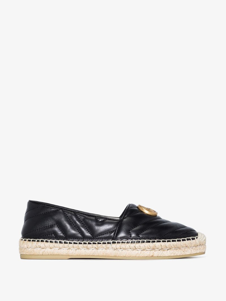 Black Pilar Leather Espadrilles
