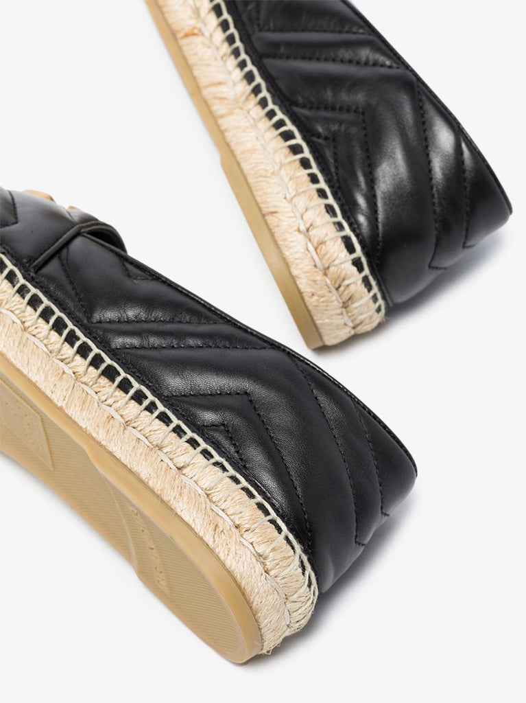 Black Pilar Leather Espadrilles