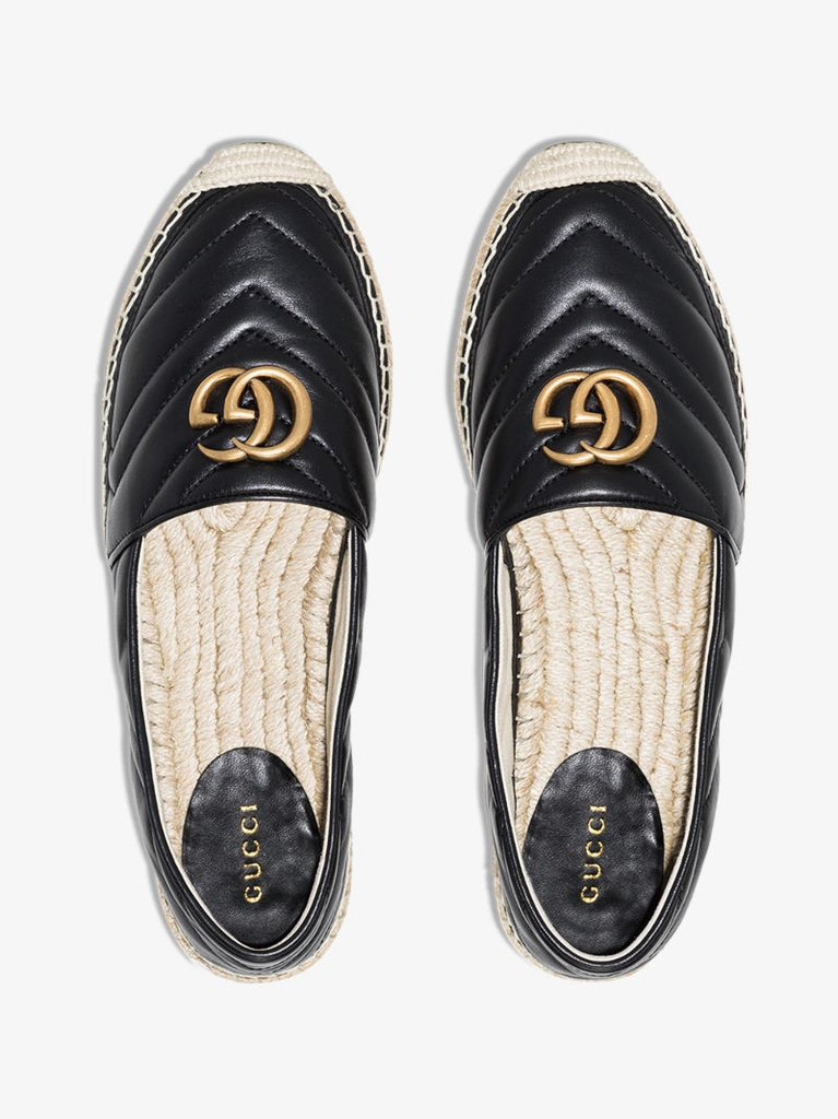 Black Pilar Leather Espadrilles