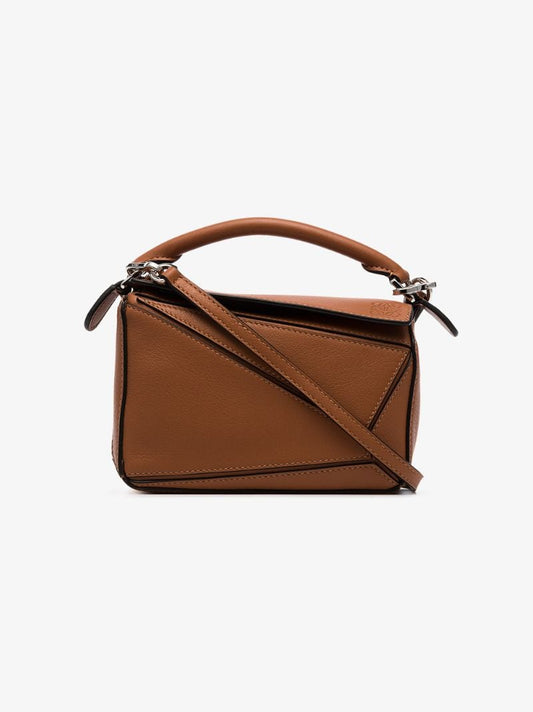 Brown Puzzle Mini Leather Shoulder Bag
