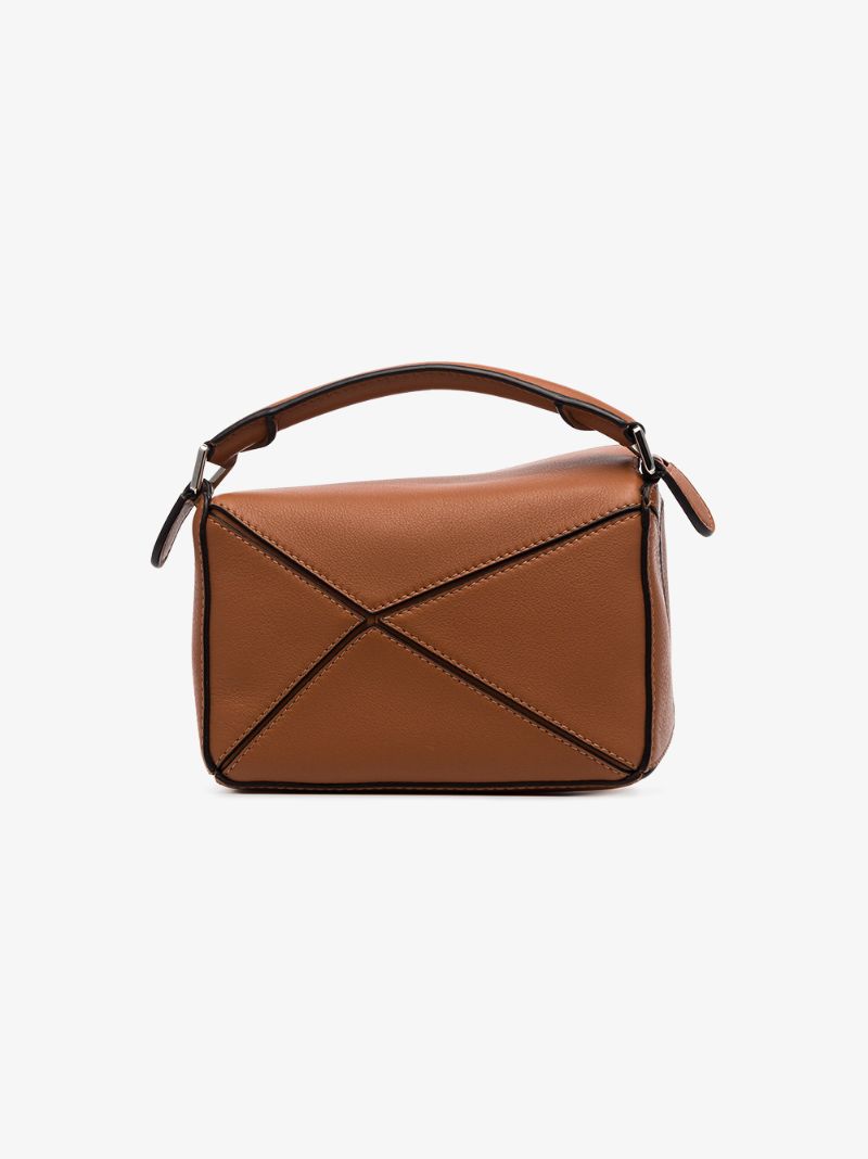 Brown Puzzle Mini Leather Shoulder Bag