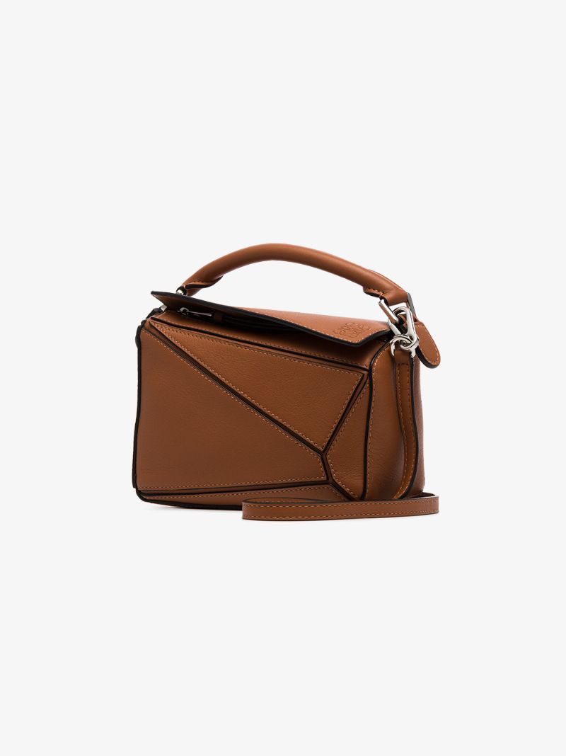 Brown Puzzle Mini Leather Shoulder Bag