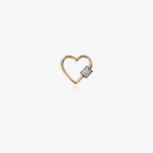 14k Yellow Gold Stoned Baby Diamond Heart Lock Charm