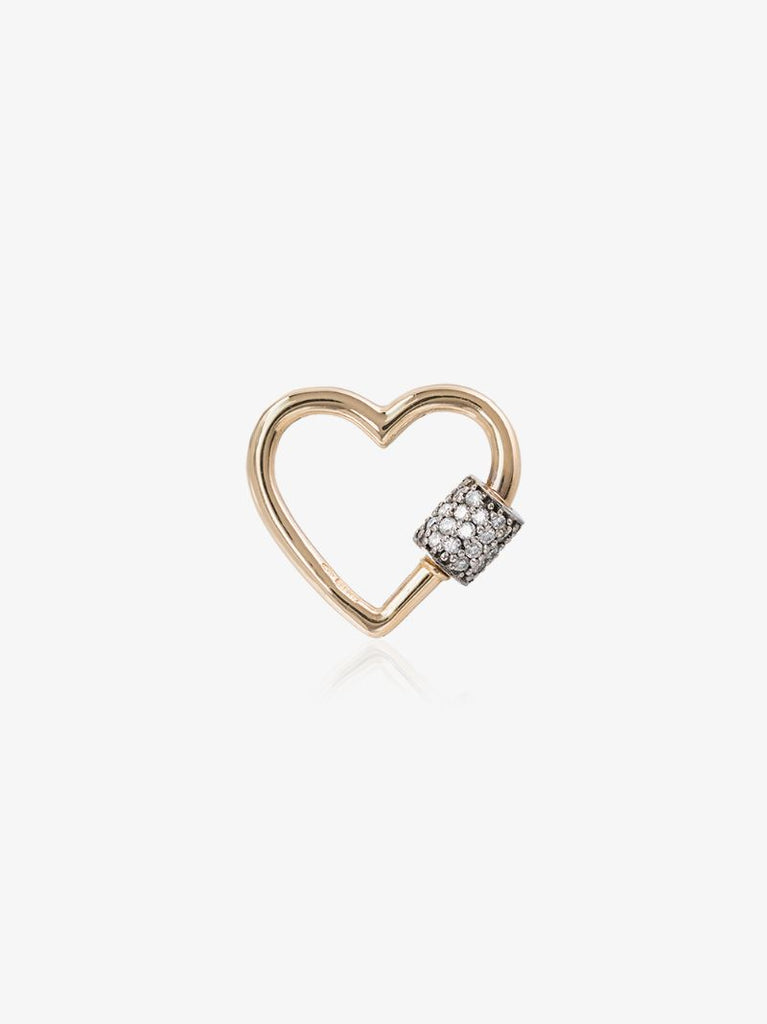 14k Yellow Gold Stoned Baby Diamond Heart Lock Charm