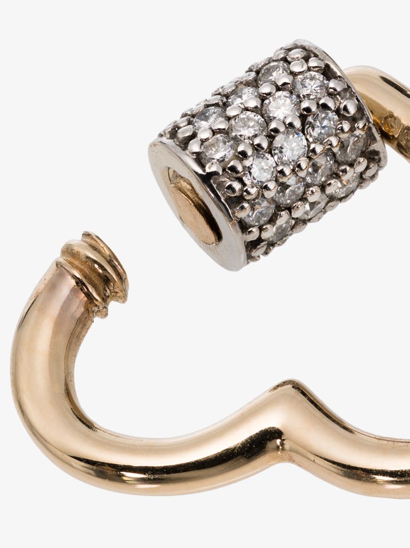 14k Yellow Gold Stoned Baby Diamond Heart Lock Charm