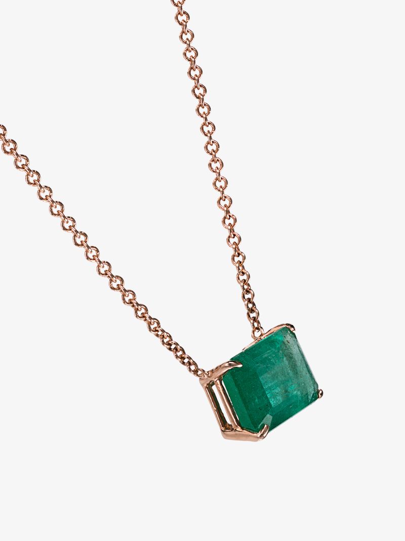 Green Emerald Chain Necklace