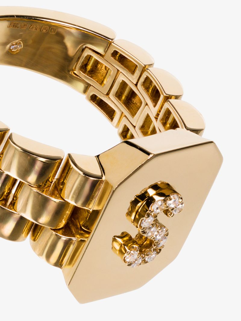 18k Yellow Gold Initial Diamond Signet Ring