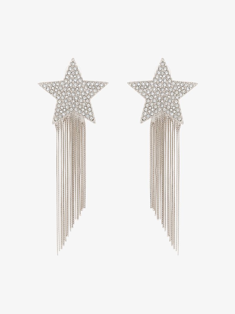 Crystal-embellished Shooting Star Tassel Drop Earrings