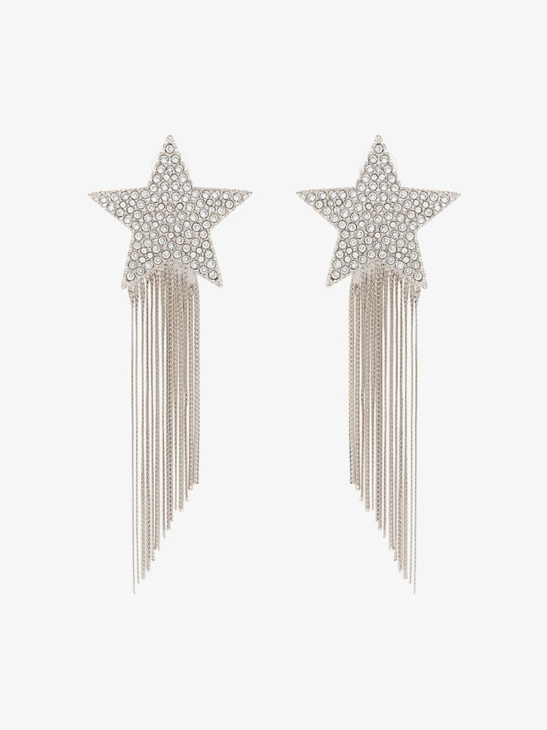 Crystal-embellished Shooting Star Tassel Drop Earrings