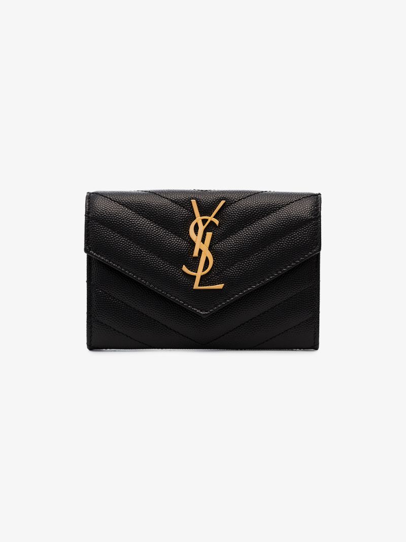 Black Logo Leather Enveloped Wallet