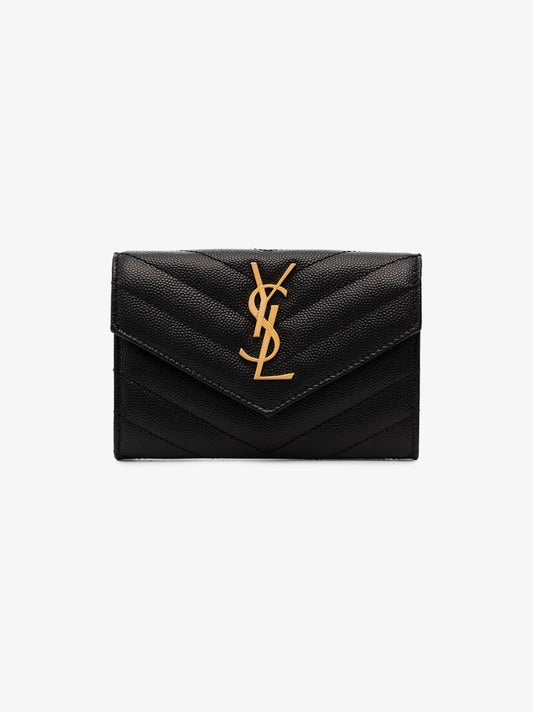 Black Logo Leather Enveloped Wallet