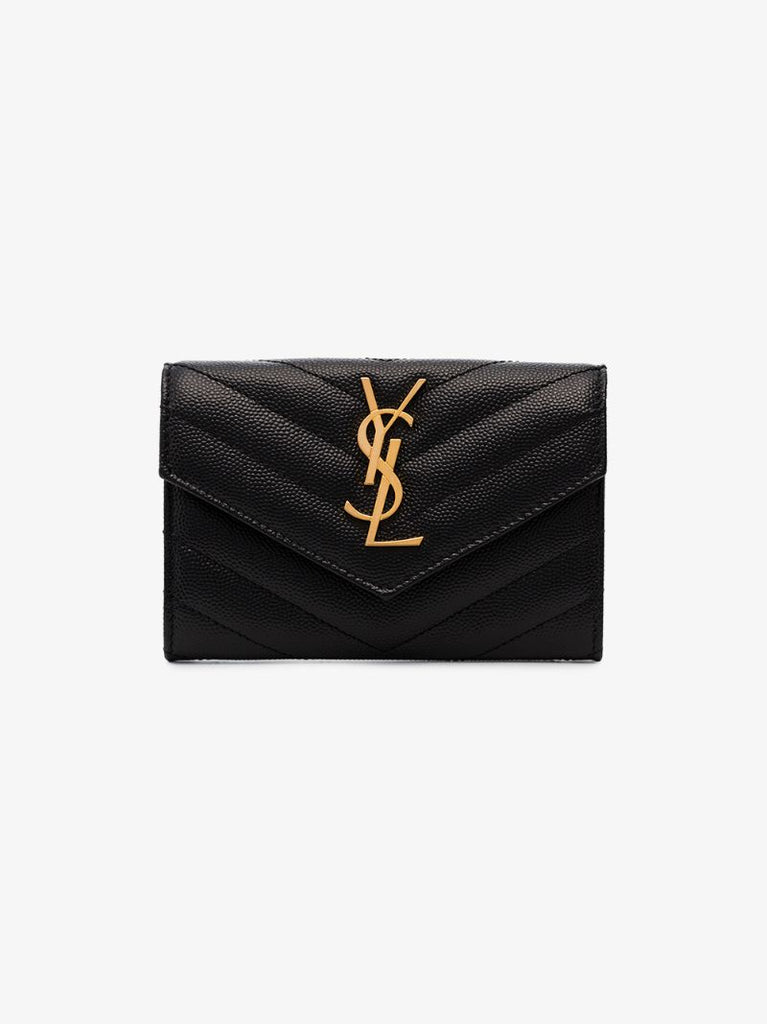 Black Logo Leather Enveloped Wallet