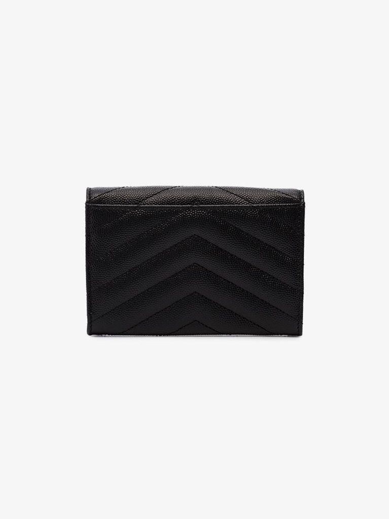 Black Logo Leather Enveloped Wallet